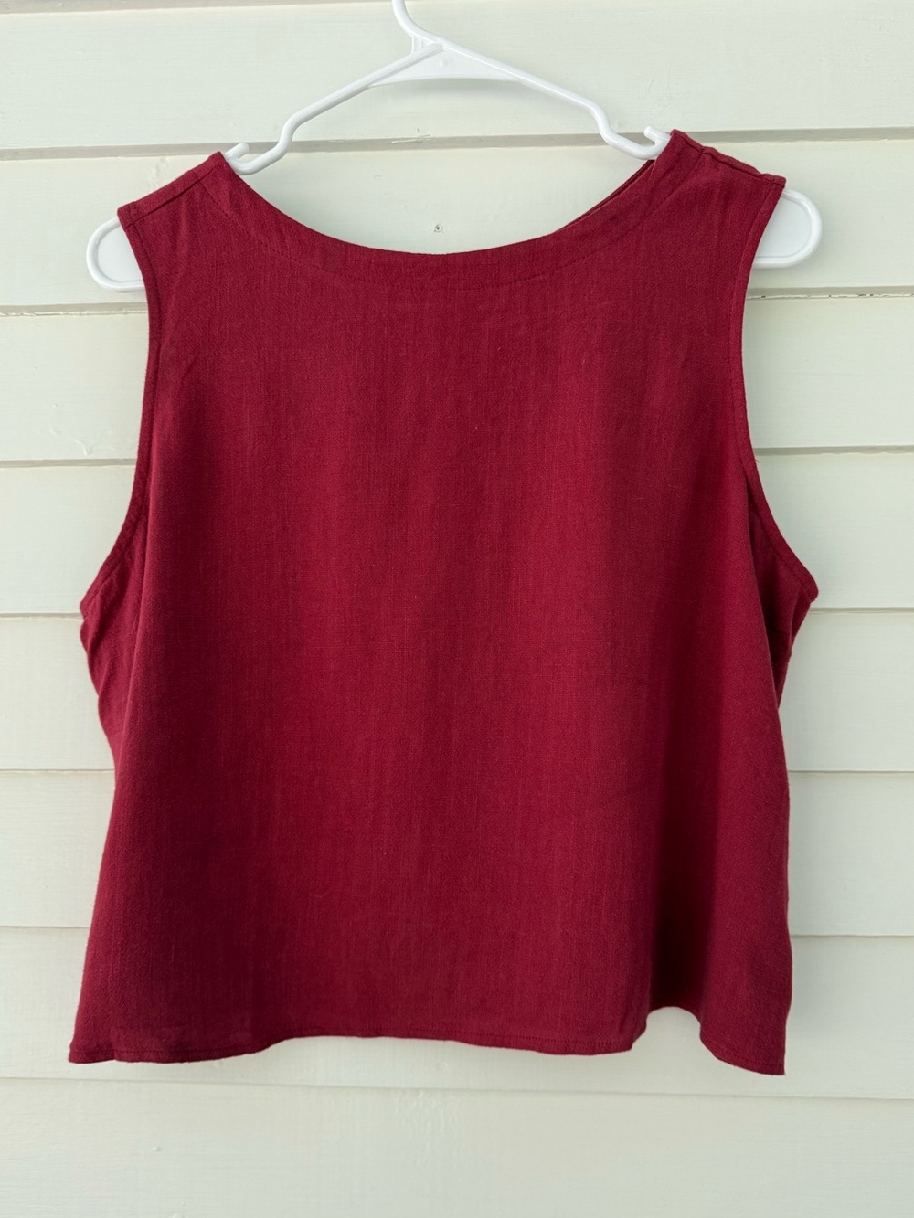 ANRABESS Linen Blend Sleeveless Tank Top Women’s Large Red Button Back Blouse